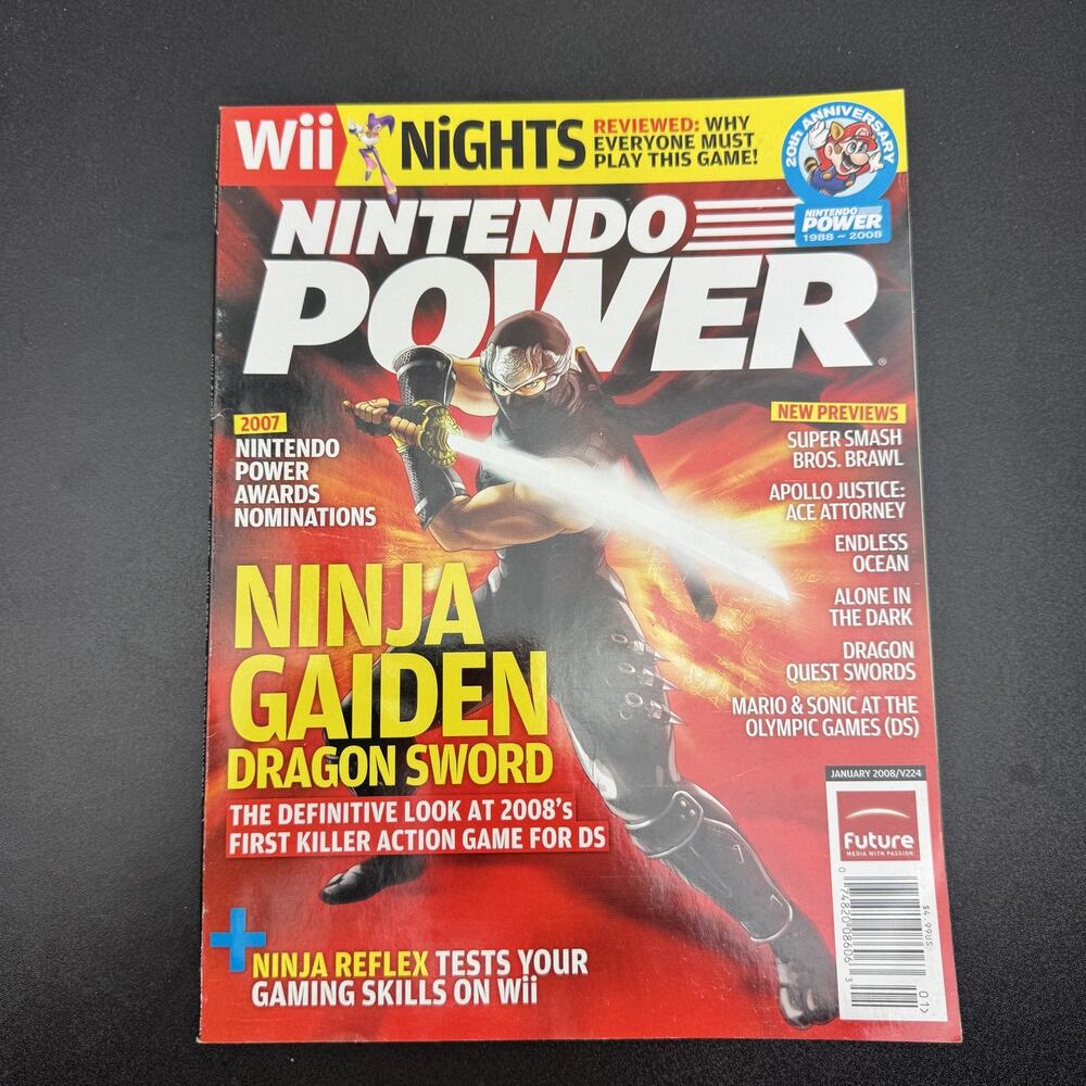 Nintendo Power Magazine January 2008 V224 Ninja Gaiden Dragon Sword Wii DS